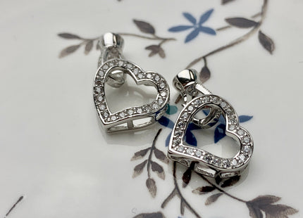 15x25 mm 925 Sterling Silver Heart Shape Clasp Genuine Sterling Silver Findings 925 Sterling Silver Clasps With CZ DIY Jewelry #10117