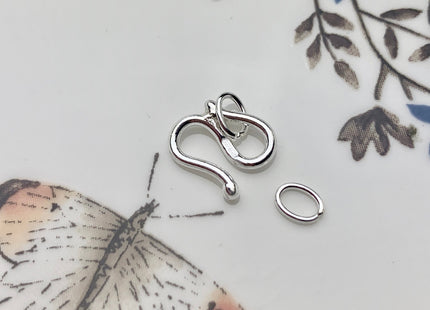 8x11 mm 925 Sterling Silver Hook Bali Clasp Findings Genuine Sterling Silver S Shape Clasp with Closed Jump Rings DIY Jewelry #10113