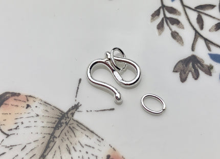 8x11 mm 925 Sterling Silver Hook Bali Clasp Findings Genuine Sterling Silver S Shape Clasp with Closed Jump Rings DIY Jewelry #10113