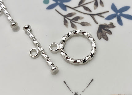 12.5x16 mm 925 Sterling Silver Toggle Twisted Rope Clasp Genuine 925 Sterling Silver Toggle Findings With Twisted Design DIY Jewelry #10120
