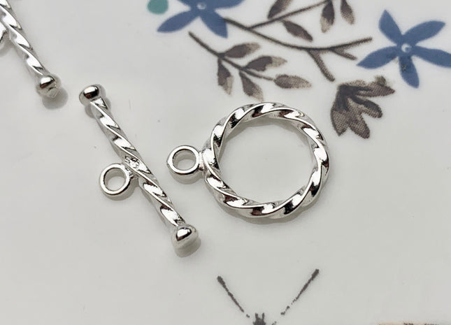 12.5x16 mm 925 Sterling Silver Toggle Twisted Rope Clasp Genuine 925 Sterling Silver Toggle Findings With Twisted Design DIY Jewelry #10120