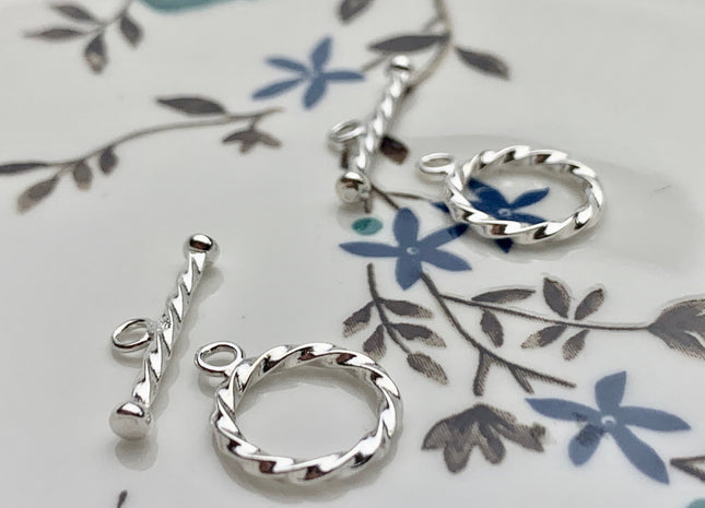 12.5x16 mm 925 Sterling Silver Toggle Twisted Rope Clasp Genuine 925 Sterling Silver Toggle Findings With Twisted Design DIY Jewelry #10120