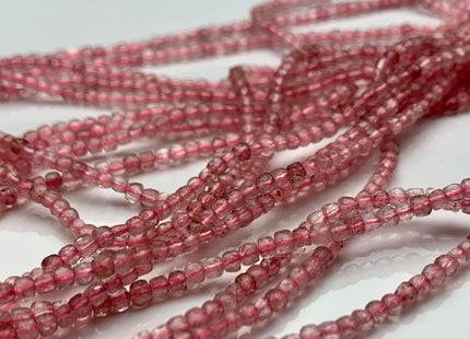 2.5 mm Micro Faceted Cube Dice Square Shape Strawberry Quartz Beads Genuine Diamond Cut Pink Color Gemstone Beads 15.5 Inches #3549