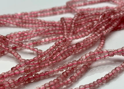 2.5 mm Micro Faceted Cube Dice Square Shape Strawberry Quartz Beads Genuine Diamond Cut Pink Color Gemstone Beads 15.5 Inches #3549