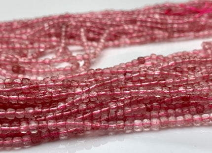 2.5 mm Micro Faceted Cube Dice Square Shape Strawberry Quartz Beads Genuine Diamond Cut Pink Color Gemstone Beads 15.5 Inches #3549