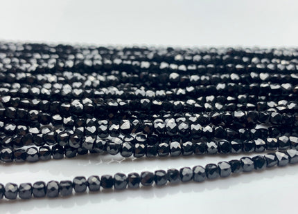 2-2.5mm 4mm Micro Faceted Cube Dice Square Shape Black Spinel Beads Genuine Diamond Cut Sparkle Black Tiny Gemstone Beads 15.5 Inches #3546