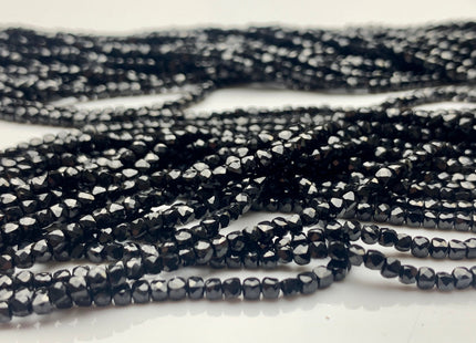 2-2.5mm 4mm Micro Faceted Cube Dice Square Shape Black Spinel Beads Genuine Diamond Cut Sparkle Black Tiny Gemstone Beads 15.5 Inches #3546