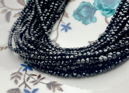 2-2.5mm 4mm Micro Faceted Cube Dice Square Shape Black Spinel Beads Genuine Diamond Cut Sparkle Black Tiny Gemstone Beads 15.5 Inches #3546