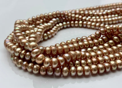 5mm 6.5mm AAA Dark Taupe Champagne Button Freshwater Pearl Beads Genuine Freshwater Pearl Champagne Color Rondelle Button Potato Pearls #55