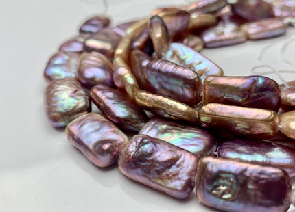 10-11x17-18mm AAAA Natural Dark Mauve Purple Pink Rectangle Coin Freshwater Pearl Beads Rare Super High Luster Pearl 11 Pcs 8 Inches #P1331
