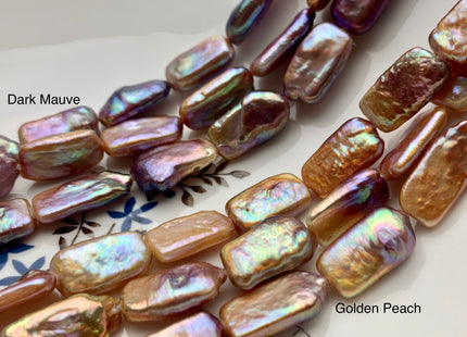 10-11x17-18mm AAAA Large Hole Natural Dark Mauve Purple Rectangle Coin Freshwater Pearl W/Super High Luster Hole Size 1.2mm 8 Inches #P1333