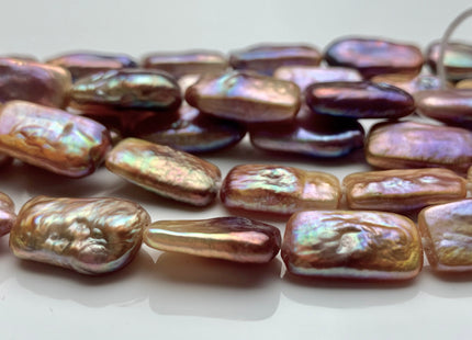 10-11x17-18mm AAAA Large Hole Natural Dark Mauve Purple Rectangle Coin Freshwater Pearl W/Super High Luster Hole Size 1.2mm 8 Inches #P1333