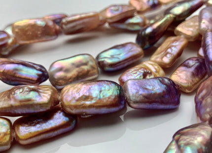 10-11x17-18mm AAAA Large Hole Natural Dark Mauve Purple Rectangle Coin Freshwater Pearl W/Super High Luster Hole Size 1.2mm 8 Inches #P1333