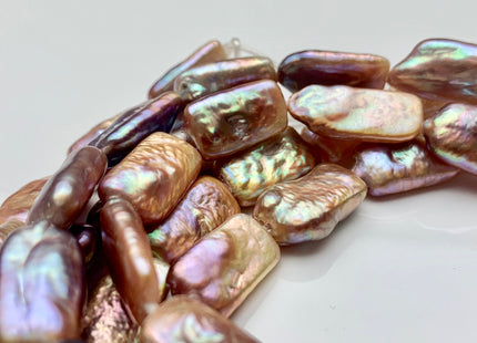 10-11x17-18mm AAAA Large Hole Natural Dark Mauve Purple Rectangle Coin Freshwater Pearl W/Super High Luster Hole Size 1.2mm 8 Inches #P1333