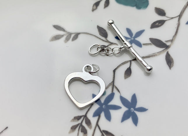 14x16 mm 925 Sterling Silver Toggle Clasp Genuine 925 Sterling Silver Toggle Findings W/Litter Peach Heart Shape Design DIY Jewelry #10124