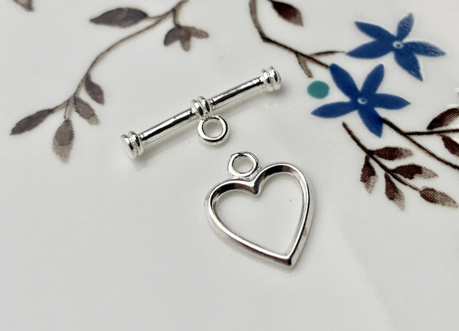 11x14 mm 925 Sterling Silver Toggle Clasp Genuine 925 Sterling Silver Toggle Findings With Heart Shape Design DIY Jewelry #10130