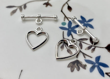 11x14 mm 925 Sterling Silver Toggle Clasp Genuine 925 Sterling Silver Toggle Findings With Heart Shape Design DIY Jewelry #10130