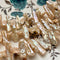 7 x 20-22 mm AA Light Beige Champagne Biwa Stick Freshwater Pearl Beads Genuine Cultured High Luster Rare Biwa Pearl 55 Beads #P1352
