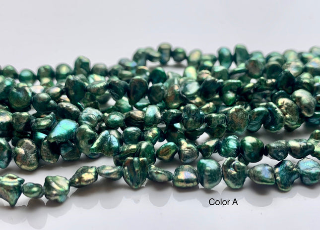 5-6 mm AA Green Color Keshi Nugget Freshwater Pearl Beads Center Drilled Keshi Pearls Genuine Freshwater Tiny Keshi Nugget Pearls #P1348