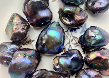 One Piece 15-22x16-30 mm AAA Large Hole Very Rare Jumbo Rainbow Peacock Baroque Pearl High Luster Nugget Bead Hole Size 1.2mm -2.2mm #P1354