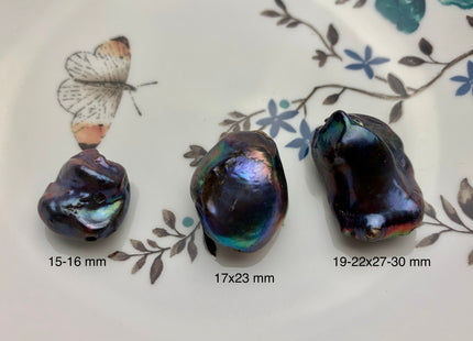One Piece 15-22x16-30 mm AAA Large Hole Very Rare Jumbo Rainbow Peacock Baroque Pearl High Luster Nugget Bead Hole Size 1.2mm -2.2mm #P1354