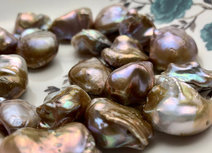 OnePiece 16-22x25-30mm AAA Large Hole Very Rare Jumbo Natural Mauve Pink Baroque Pearl High Luster With Iridescent Color Nugget Beads #P1353