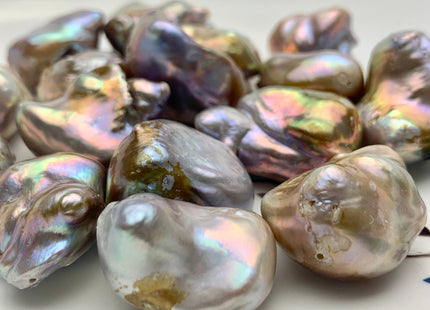 OnePiece 16-22x25-30mm AAA Large Hole Very Rare Jumbo Natural Mauve Pink Baroque Pearl High Luster With Iridescent Color Nugget Beads #P1353
