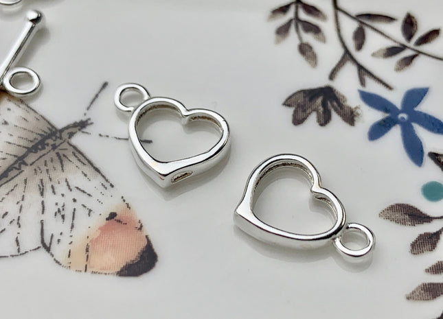 10 mm 925 Sterling Silver Toggle Clasp Genuine 925 Sterling Silver Toggle Findings Heart Shape Design DIY Jewelry #10133