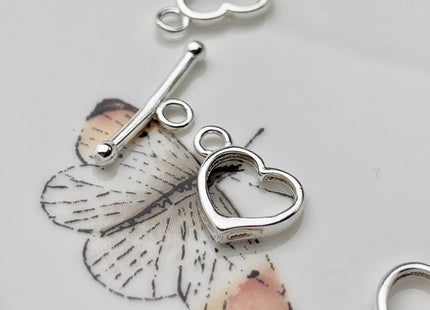 10 mm 925 Sterling Silver Toggle Clasp Genuine 925 Sterling Silver Toggle Findings Heart Shape Design DIY Jewelry #10133