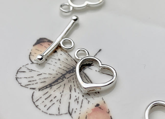 10 mm 925 Sterling Silver Toggle Clasp Genuine 925 Sterling Silver Toggle Findings Heart Shape Design DIY Jewelry #10133