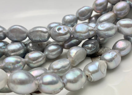 10-11x12-15 mm Large Hole Gray Color Rice Nugget Shape Freshwater Pearls Beads Hole Size 2.1mm Rare Large Gray Nugget Pearl 28 Pieces #P1357