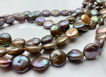 10-11 mm AA Mixed Champagne Gold Copper Color Coin Freshwater Pearl Mixed Color Genuine Freshwater Coin Pearl Beads 31 Pieces #P1359