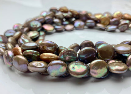 10-11 mm AA Mixed Champagne Gold Copper Color Coin Freshwater Pearl Mixed Color Genuine Freshwater Coin Pearl Beads 31 Pieces #P1359