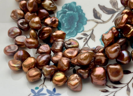 10-12mm High Luster Metallic Chocolate Brown Keshi Freshwater Pearl Beads Top Drilled Dancing Brown Pearls Genuine Keshi Pearls #P1356
