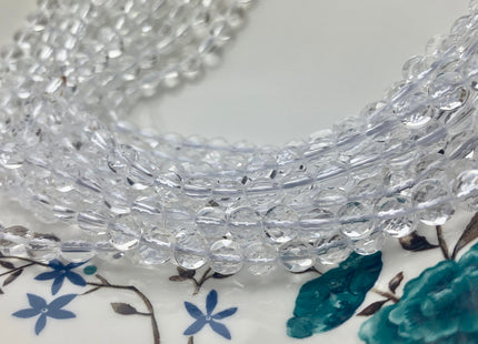 4mm 6mm 8mm AAA Micro Faceted Diamond Cut Clear Rock Quartz Flat Coin Disc Gemstone Beads Genuine Natural Gemmy Beads 15 Inches Strand #3571