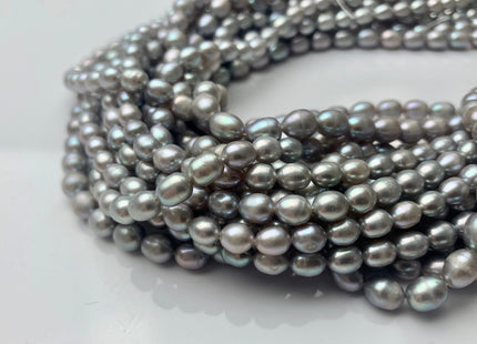 4.5x6mm OR 5.5x7mm AAA Gray Color Rice/Oval Shape Freshwater Pearls Genuine Smooth And Shiny Freshwater Pearl Beads #P1424