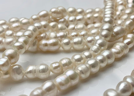 7-8x11-12 mm AAA Peanut Shape Natural White Color Freshwater Pearl Beads Genuine Very Rare Freshwater Baroque Peanut Pearl 32 Pieces #P1371