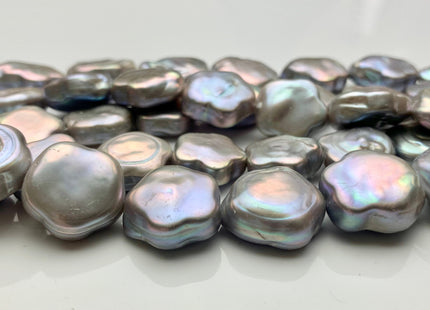 16-18mm AAA Very Rare Pinkish Gray Color Flower Shape Freshwater Coin Pearl Beads Genuine Super High Luster Flower Thick Coin Pearls #P1376