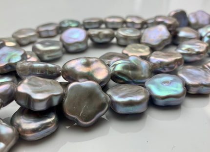16-18mm AAA Very Rare Pinkish Gray Color Flower Shape Freshwater Coin Pearl Beads Genuine Super High Luster Flower Thick Coin Pearls #P1376