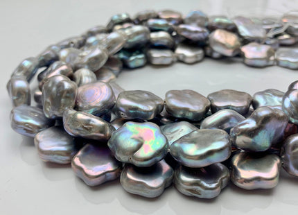 16-18mm AAA Very Rare Pinkish Gray Color Flower Shape Freshwater Coin Pearl Beads Genuine Super High Luster Flower Thick Coin Pearls #P1376