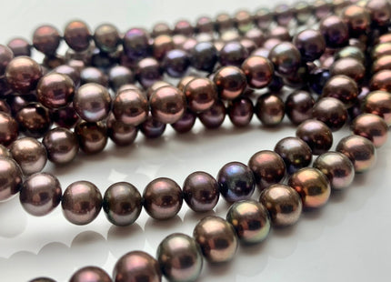 6.5 mm AAA Purple Peacock Color Off Round Freshwater Pearl Beads Genuine High Luster Rainbow Metallic Peacock Color Freshwater Pearl #P1379