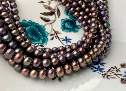 6.5 mm AAA Purple Peacock Color Off Round Freshwater Pearl Beads Genuine High Luster Rainbow Metallic Peacock Color Freshwater Pearl #P1379