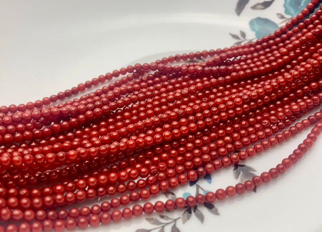 WHOLESALE 3 mm AAA Smooth Round Red Bamboo Coral Beads 15.5 Inches Strand 150 Beads #3570
