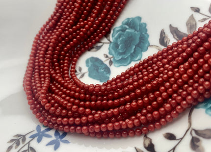 WHOLESALE 3 mm AAA Smooth Round Red Bamboo Coral Beads 15.5 Inches Strand 150 Beads #3570