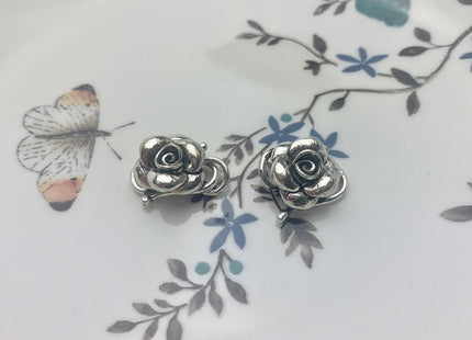 13x16mm 925 Sterling Silver Antique Bali Style Flower Shape Clasp Genuine Silver Findings 925 Sterling Silver Rose Clasps DIY Jewelry #10138
