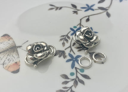 13x16mm 925 Sterling Silver Antique Bali Style Flower Shape Clasp Genuine Silver Findings 925 Sterling Silver Rose Clasps DIY Jewelry #10138