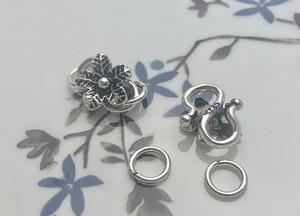 10x12mm 925 Sterling Silver Antique Bali Style Flower Shape Clasp Genuine Silver Findings 925 Sterling Silver Rose Clasps DIY Jewelry #10141