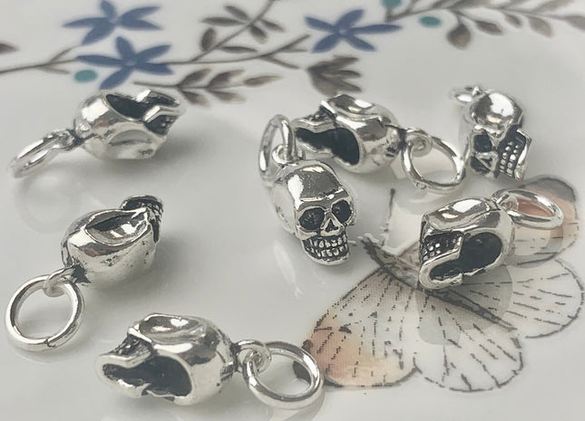 One Piece 5x12 mm 925 Sterling Silver Skull Pendant Findings Skull Antique Bali Design Sterling Silver Pendant #10143