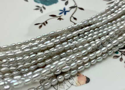 3.5x5-6 mm Silver Gray Color Rice / Oval Freshwater Pearls Genuine Freshwater Pearl Beads Small Tiny Freshwater Pearls #P1386