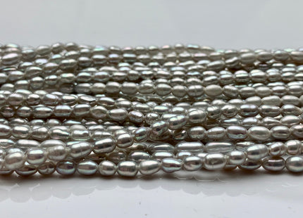 3.5x5-6 mm Silver Gray Color Rice / Oval Freshwater Pearls Genuine Freshwater Pearl Beads Small Tiny Freshwater Pearls #P1386